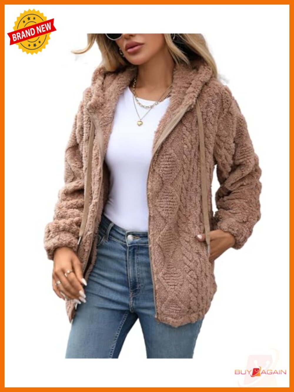 Womens Fleece Jacket Full Zip Sherpa Hooded Coat Fall Winter
